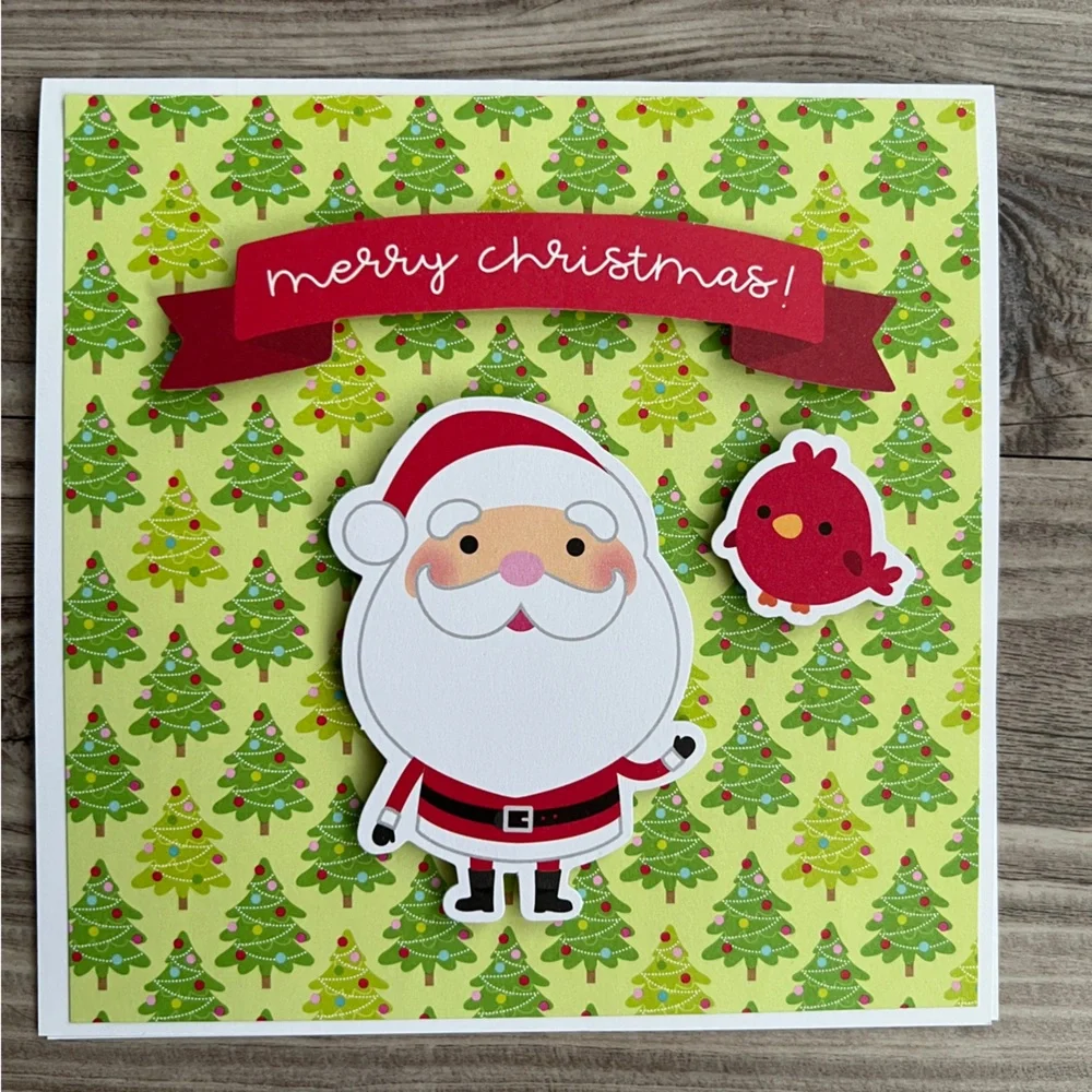 Handmade Christmas Holiday Greeting Cards Set of 6 5.5”x5.5” With Envelopes